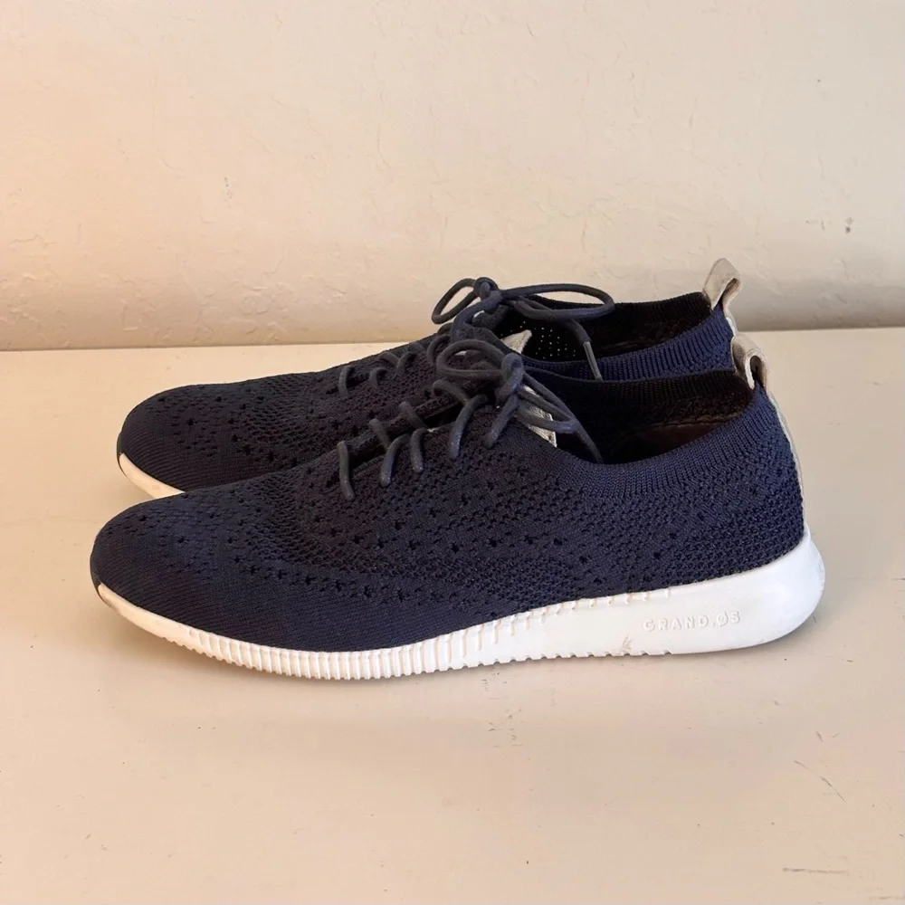 Cole Haan 2.ZERØGRAND Stitchlite Wingtip Oxfords in Blue w Metallic Silver, Sz 5